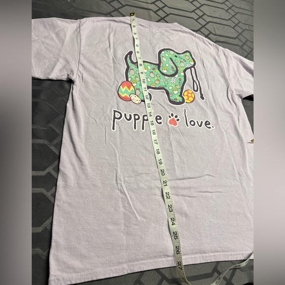 Puppie Love Women’s Lavender Easter Short Sleeve Cotton Tee Medium - Picture 7 of 7